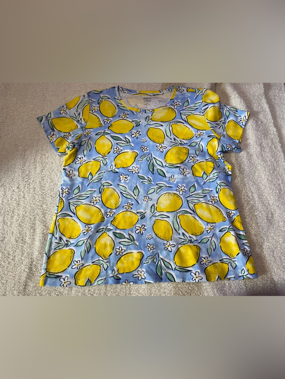 🍋 10/$20 Kim Rogers Yellow Blue Floral Cotton Tee